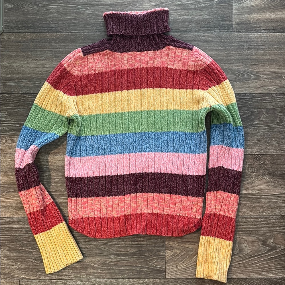Arizona Jean Company Red and Pink Cowl Turtleneck Sweater